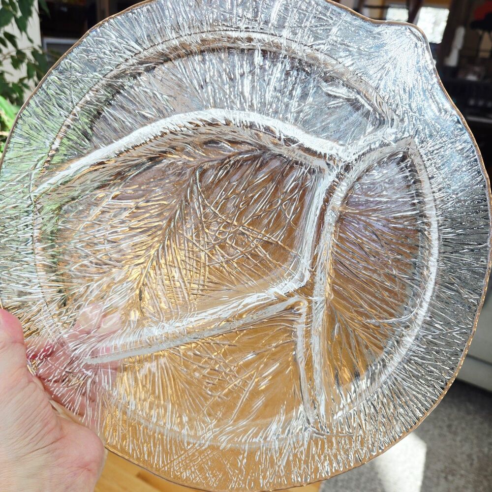 Hadeland Glassver Furu‎ Divided Serving Tray Vintage 13" Textured Severin Brørby